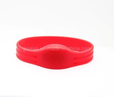 Pulseira RFID de silicone NFC ecológica personalizada à prova d'água G04 série G 13,56 MHz Hf e 125 kHz Lf